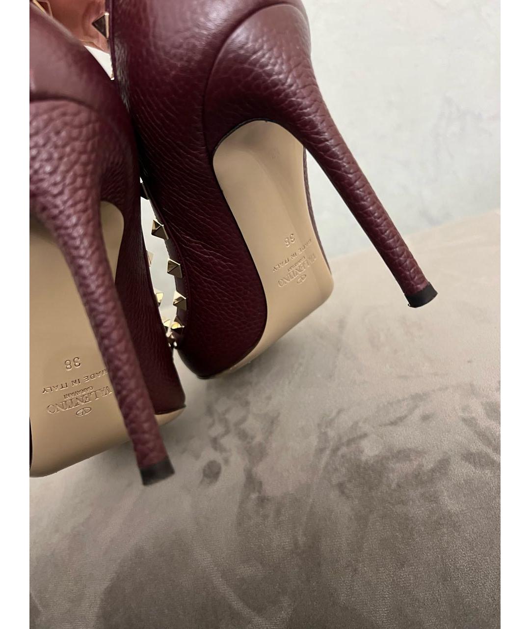 VALENTINO Бордовые кожаные туфли, фото 6