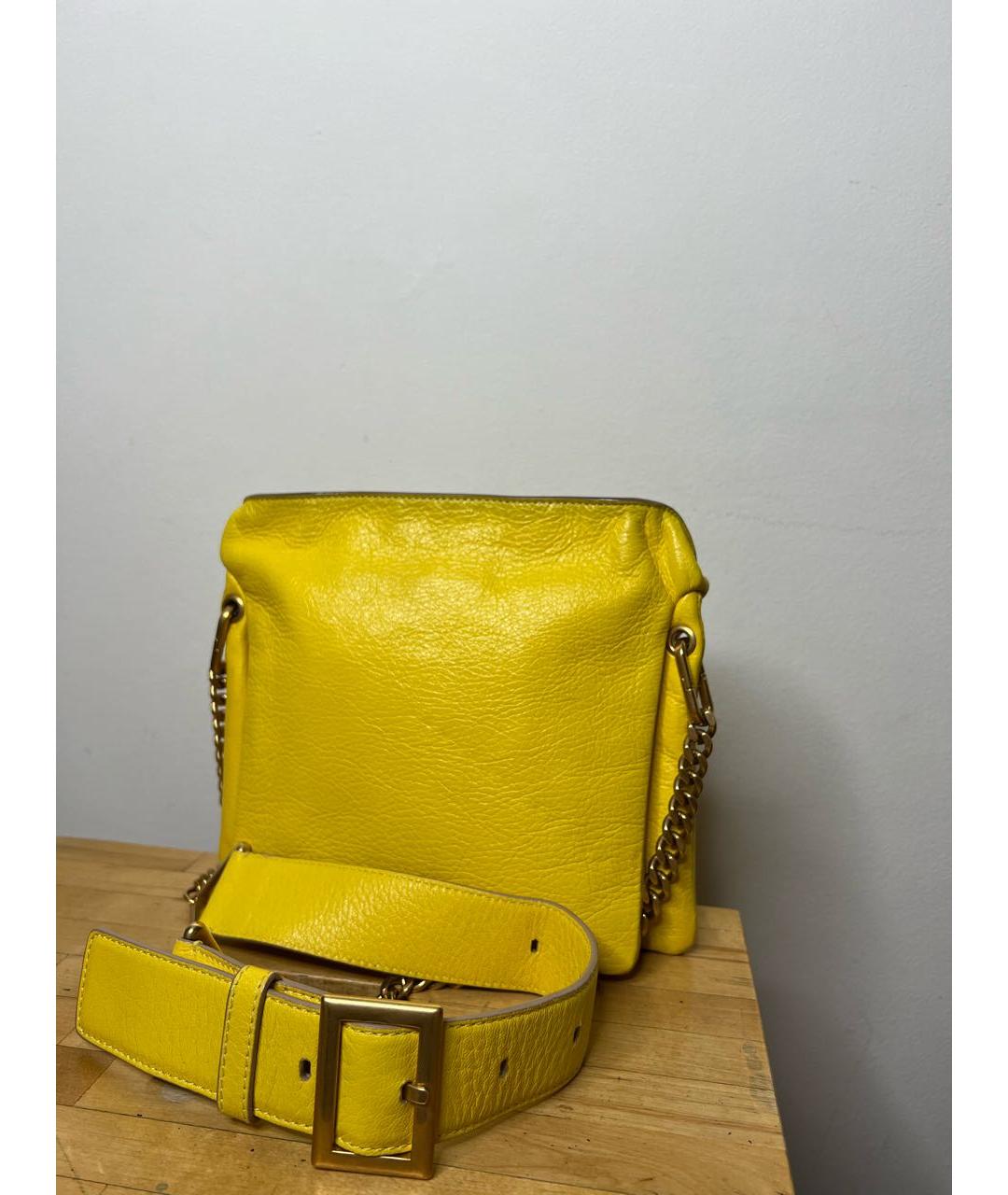 JIMMY CHOO Желтая кожаная сумка через плечо, фото 2