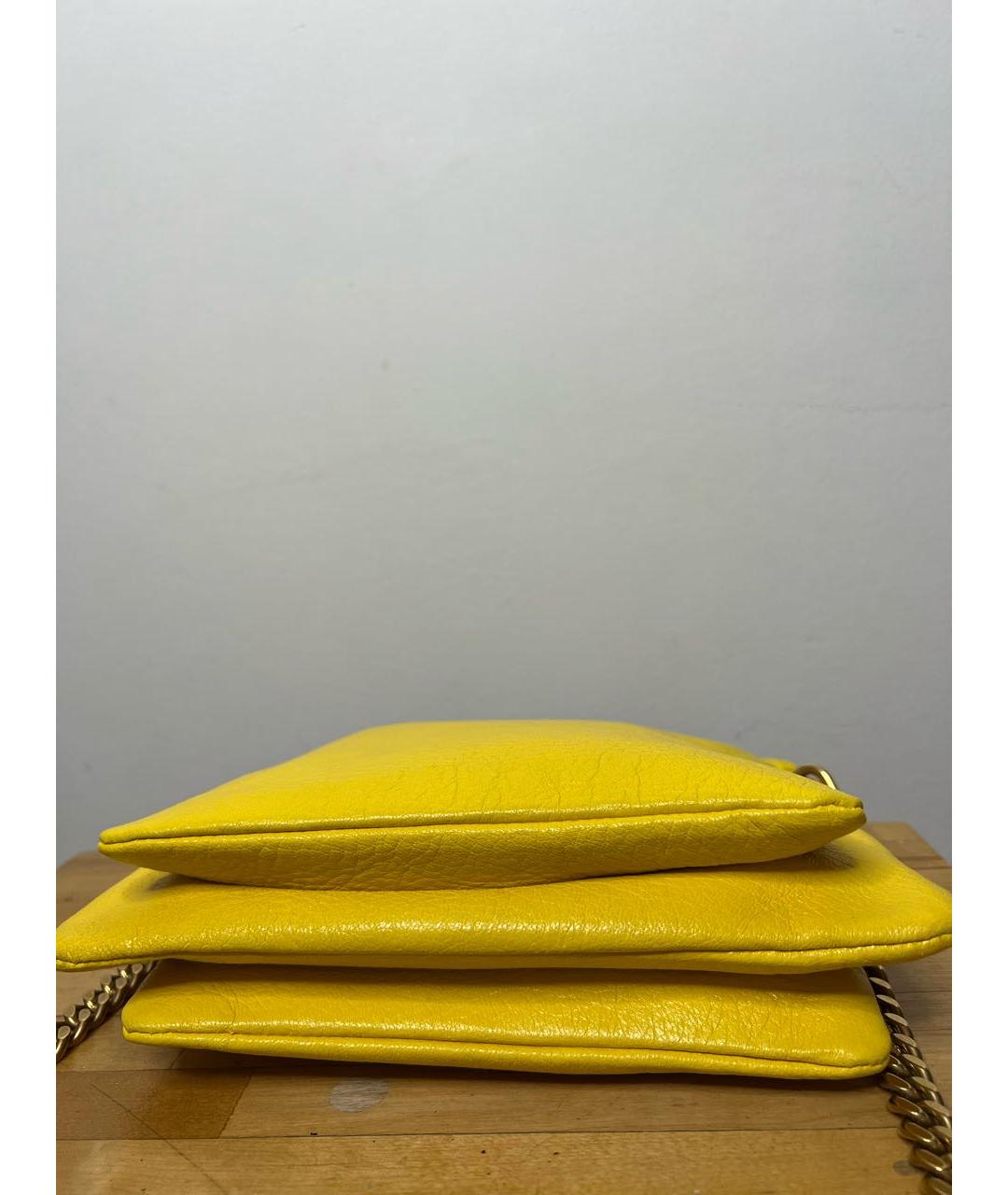 JIMMY CHOO Желтая кожаная сумка через плечо, фото 3