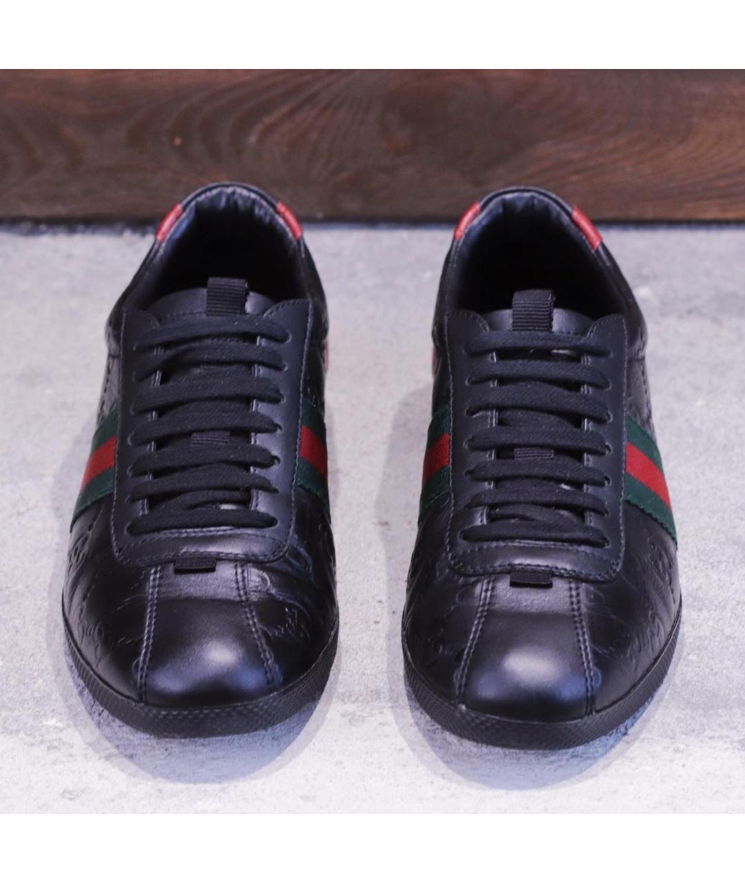 GUCCI Черные кожаные кеды, фото 2