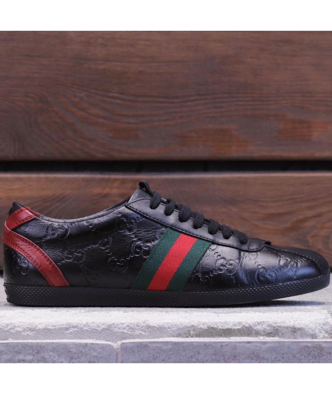GUCCI Черные кожаные кеды, фото 5