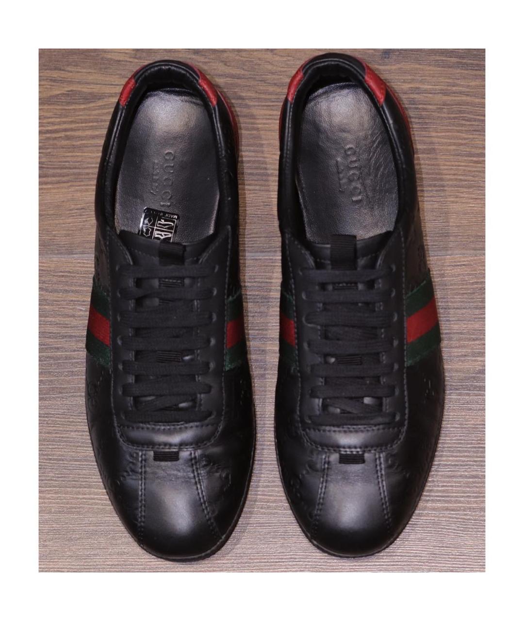 GUCCI Черные кожаные кеды, фото 3