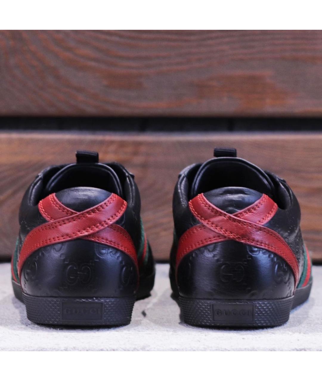 GUCCI Черные кожаные кеды, фото 4