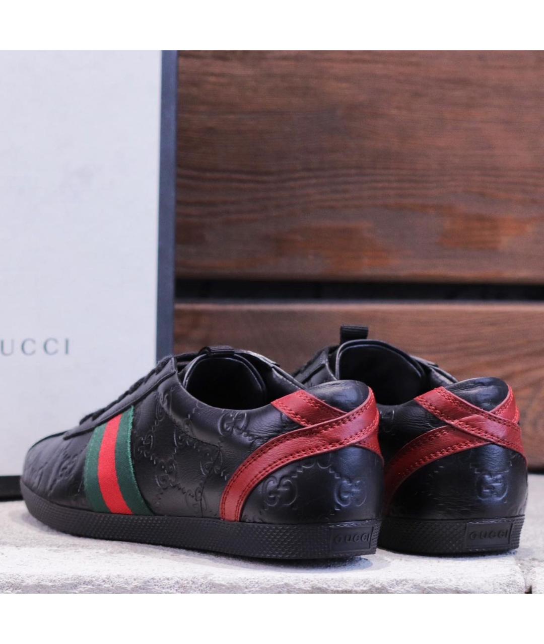 GUCCI Черные кожаные кеды, фото 6