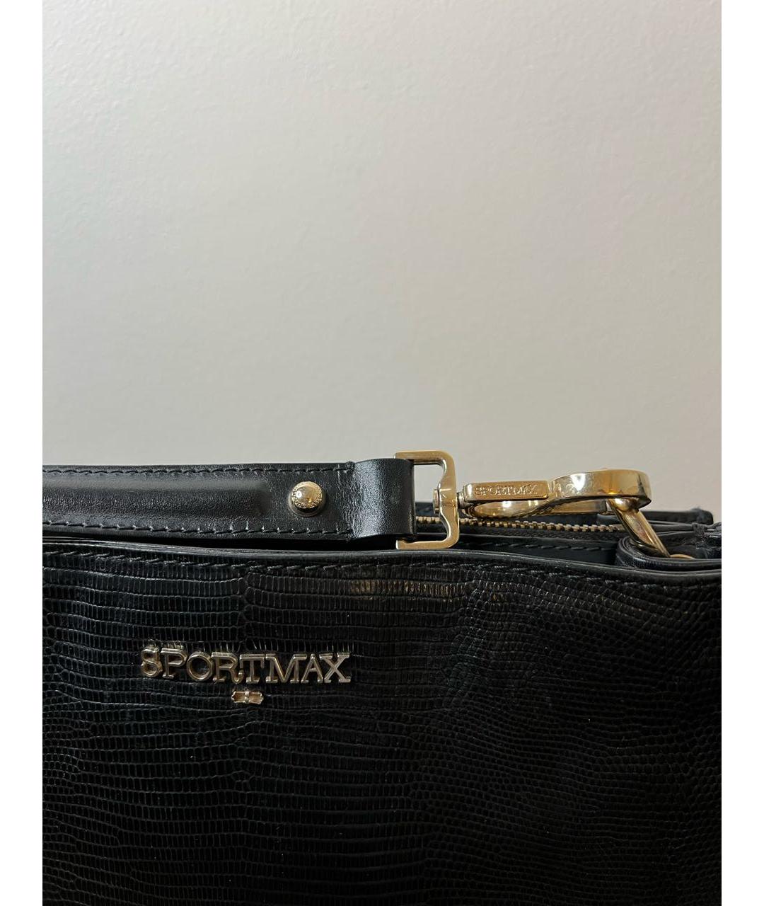 SPORTMAX Черная сумка через плечо из экзотической кожи, фото 5