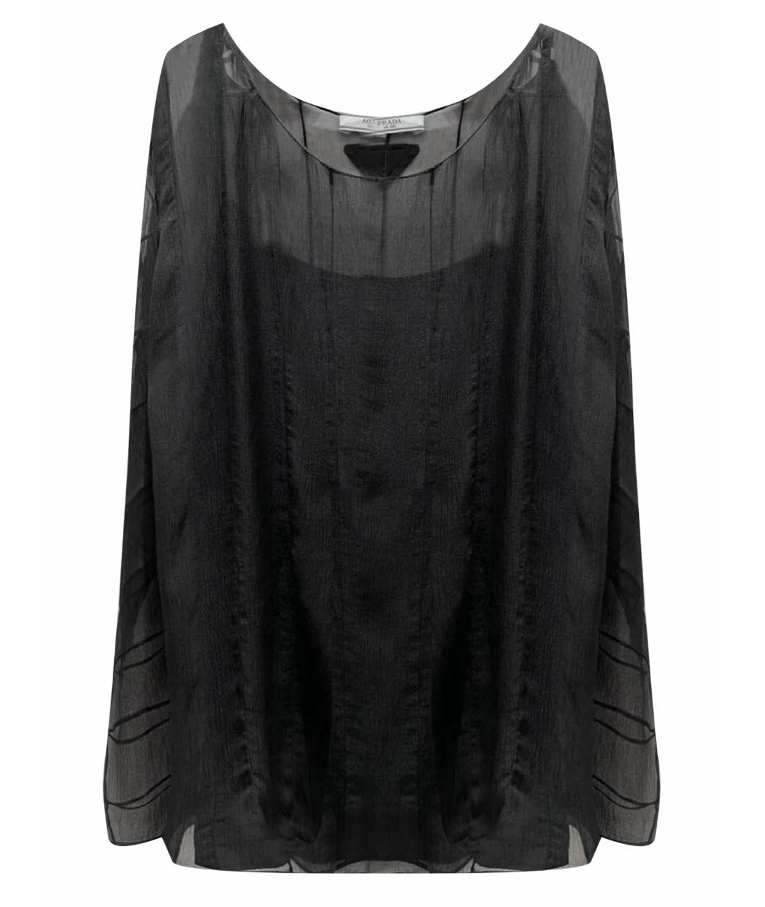 PRADA Черная шелковая блузы, фото 1