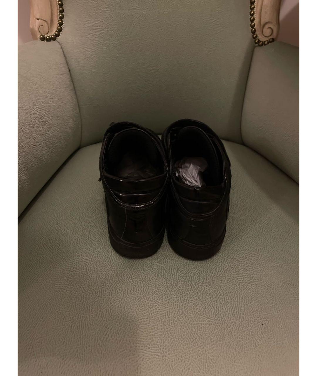 VERSACE Черные кожаные высокие кроссовки / кеды, фото 3