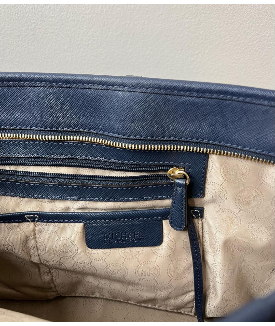 MICHAEL KORS Темно-синяя сумка тоут из искусственной кожи, фото 4