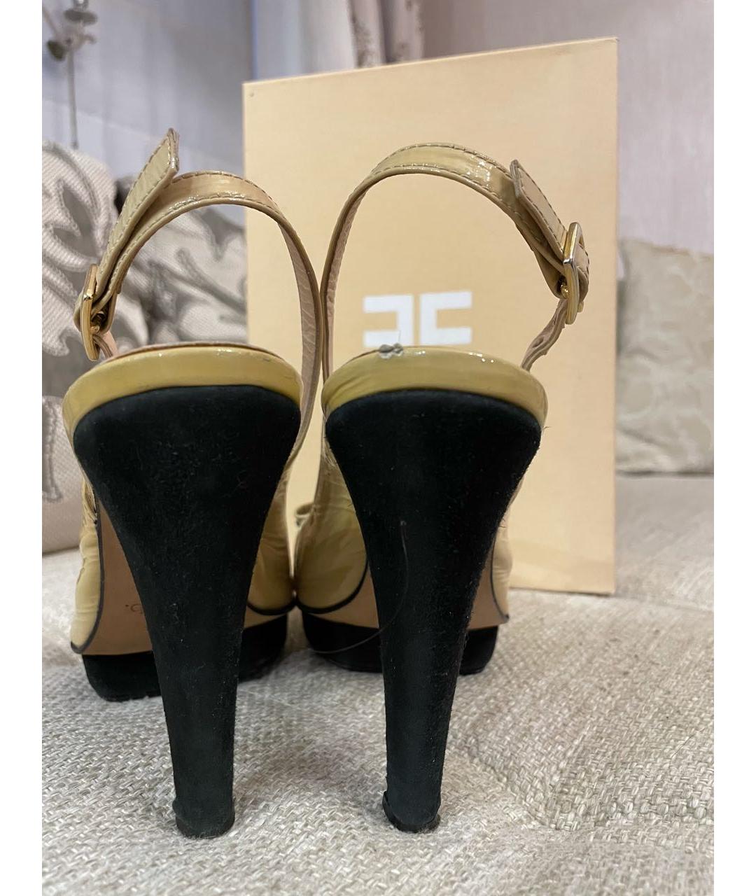 ELISABETTA FRANCHI Бежевые туфли из лакированной кожи, фото 4