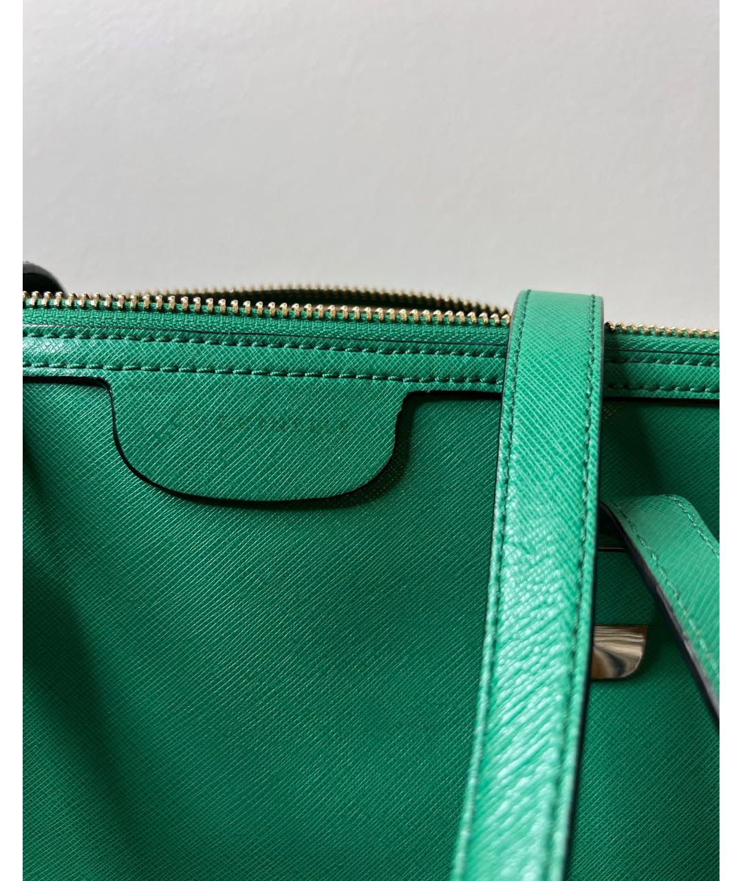 COCCINELLE Зеленая кожаная сумка тоут, фото 3