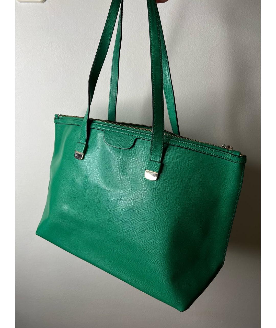COCCINELLE Зеленая кожаная сумка тоут, фото 6