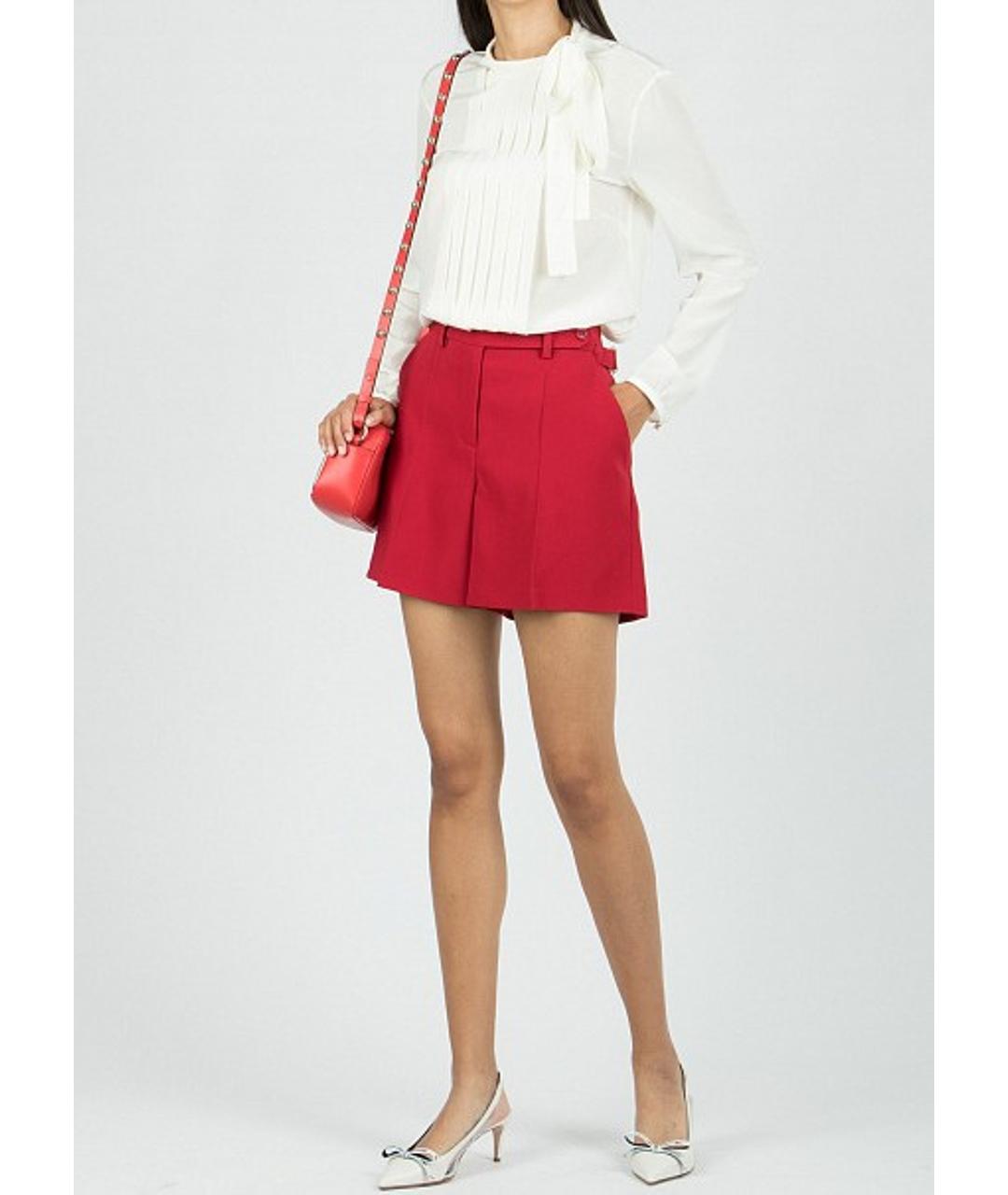 RED VALENTINO Красные ацетатные шорты, фото 2
