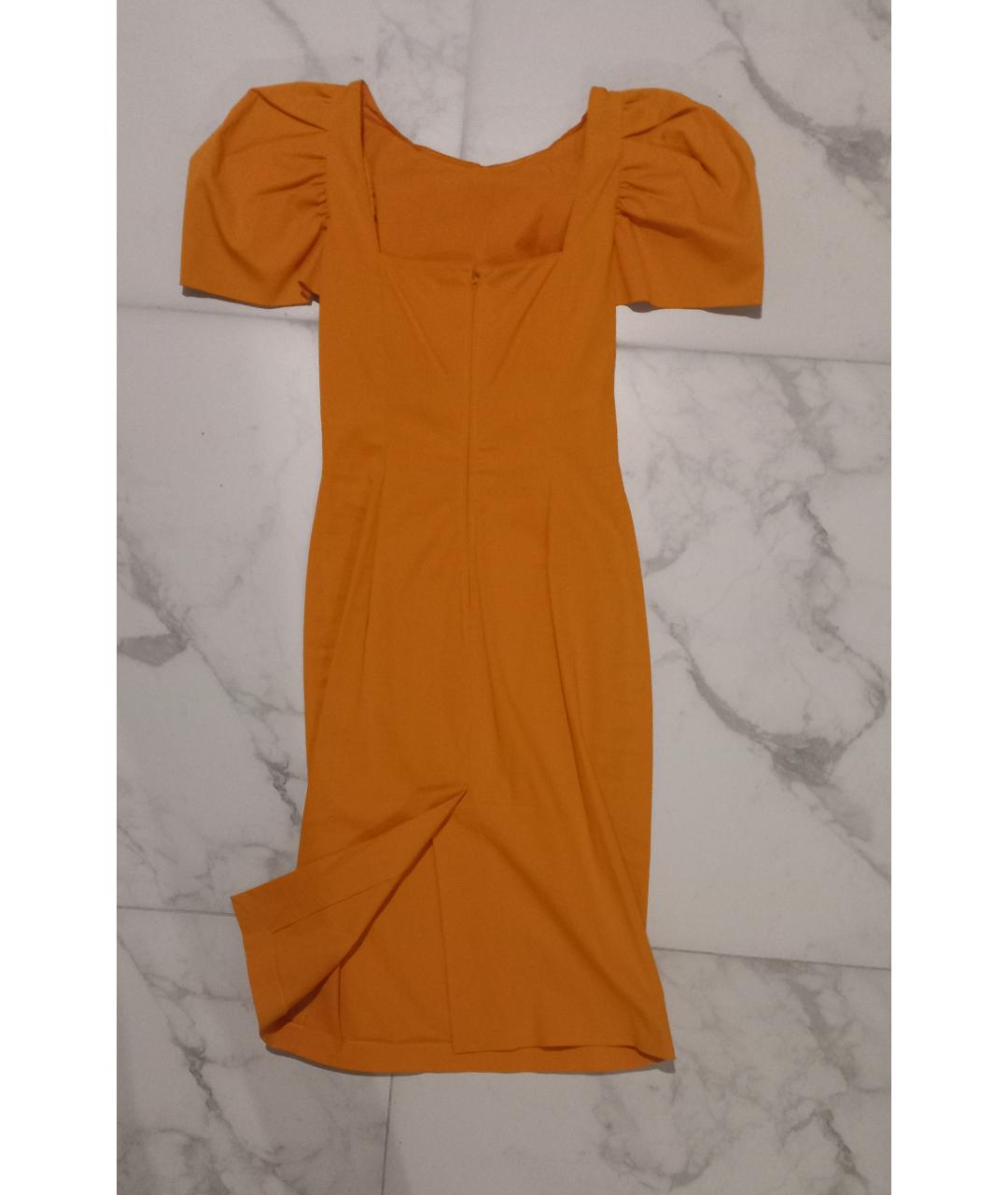 DSQUARED2 Оранжевое хлопковое коктейльное платье, фото 2