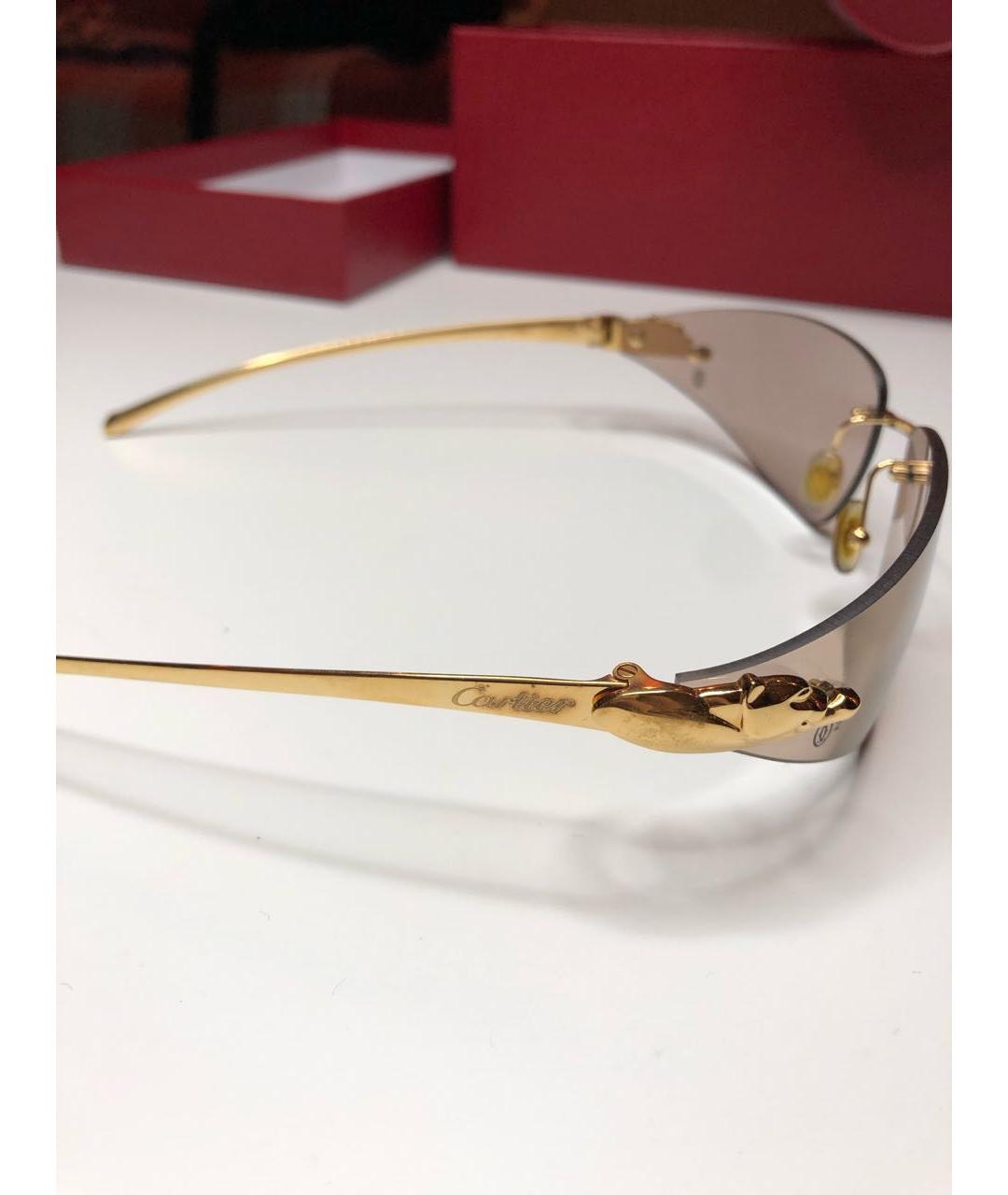 CARTIER Золотые пластиковые солнцезащитные очки, фото 3