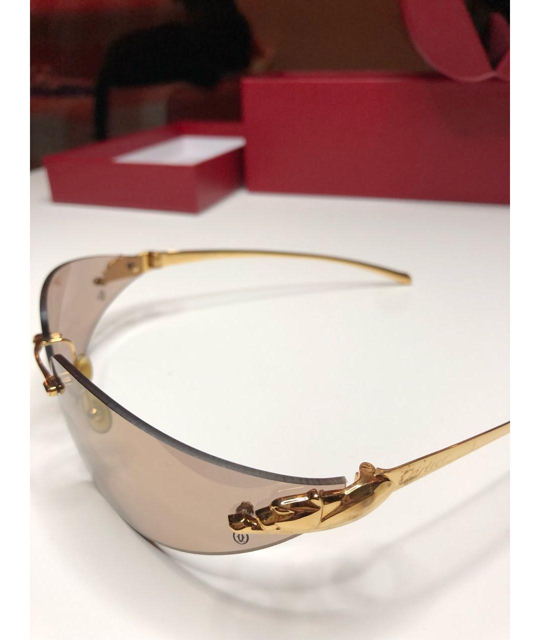 CARTIER Золотые пластиковые солнцезащитные очки, фото 7