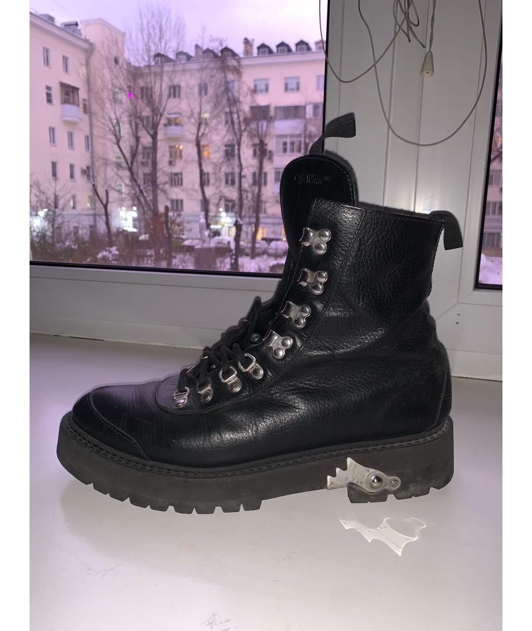 OFF-WHITE Черные кожаные ботинки, фото 9