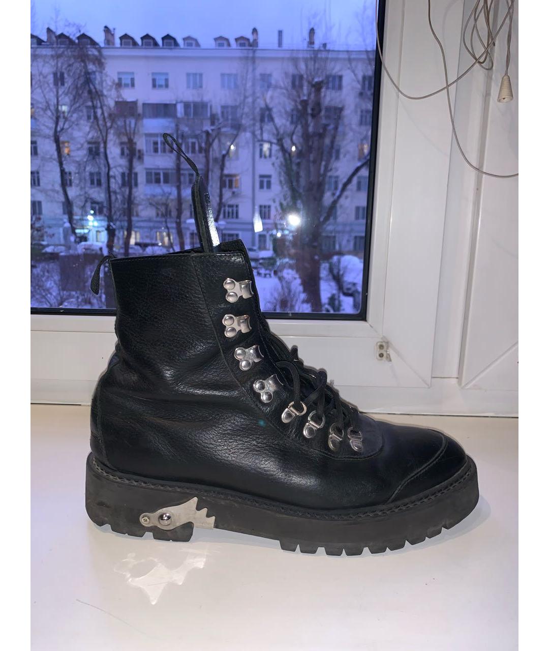 OFF-WHITE Черные кожаные ботинки, фото 4