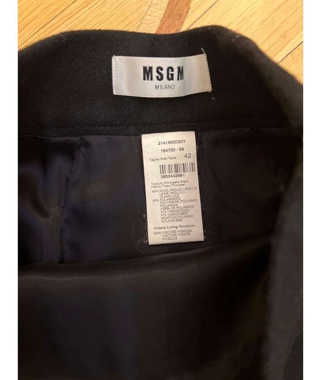 MSGM Черная шерстяная юбка мини, фото 3
