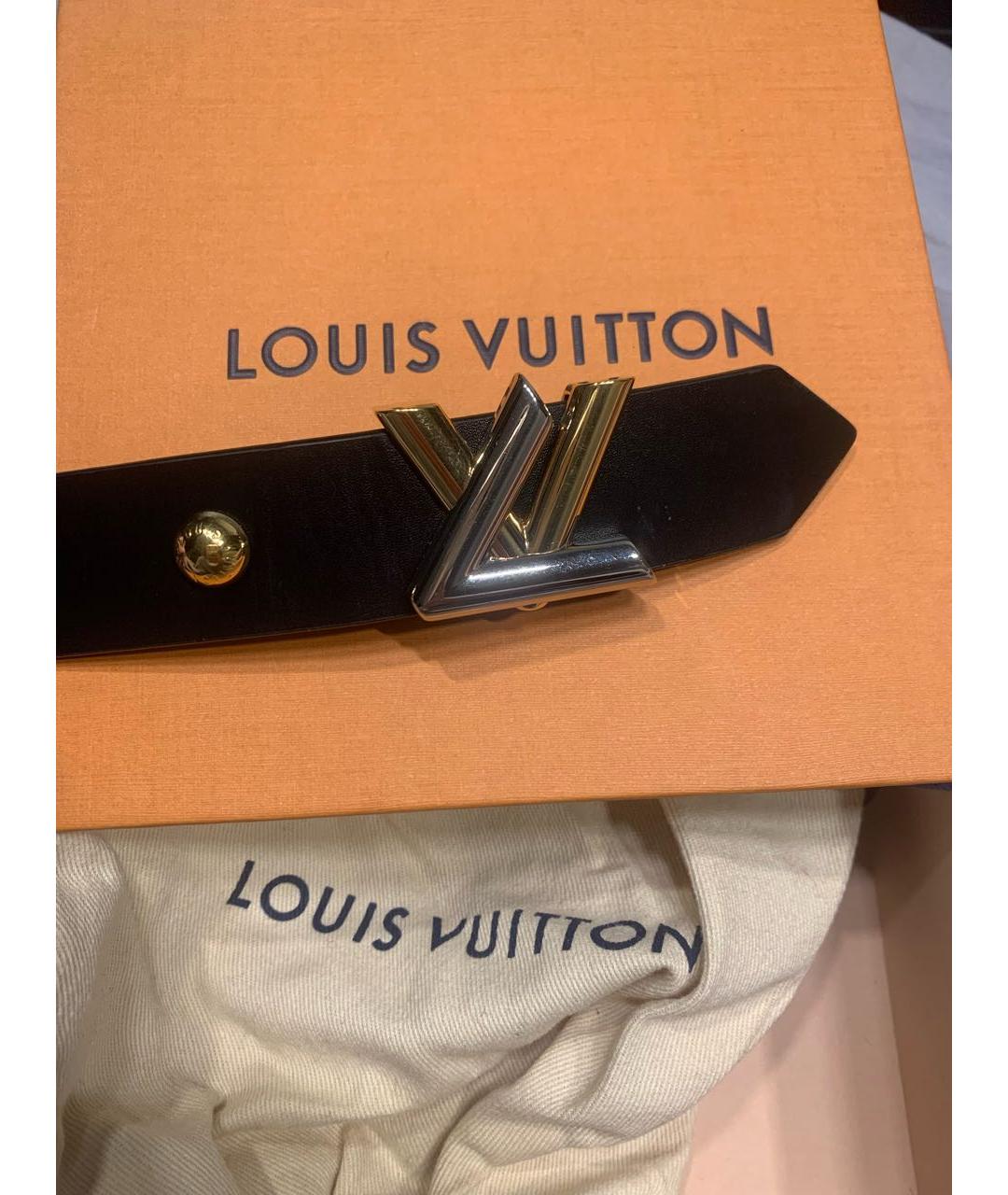 LOUIS VUITTON Черный кожаный ремень, фото 2