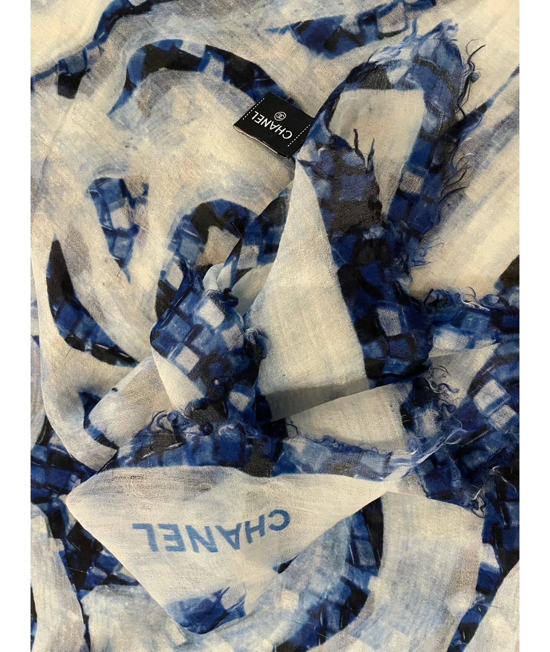 CHANEL PRE-OWNED Голубой кашемировый платок, фото 4