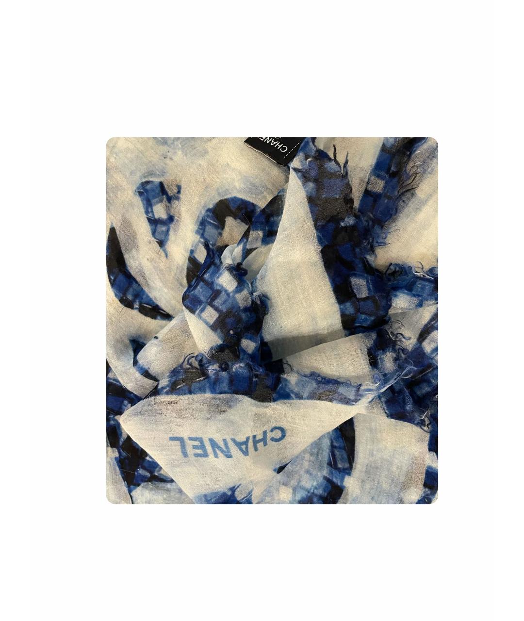 CHANEL PRE-OWNED Голубой кашемировый платок, фото 1