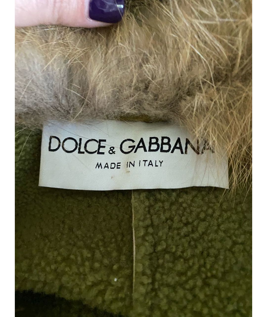 DOLCE & GABBANA VINTAGE Зеленые замшевое пальто, фото 3