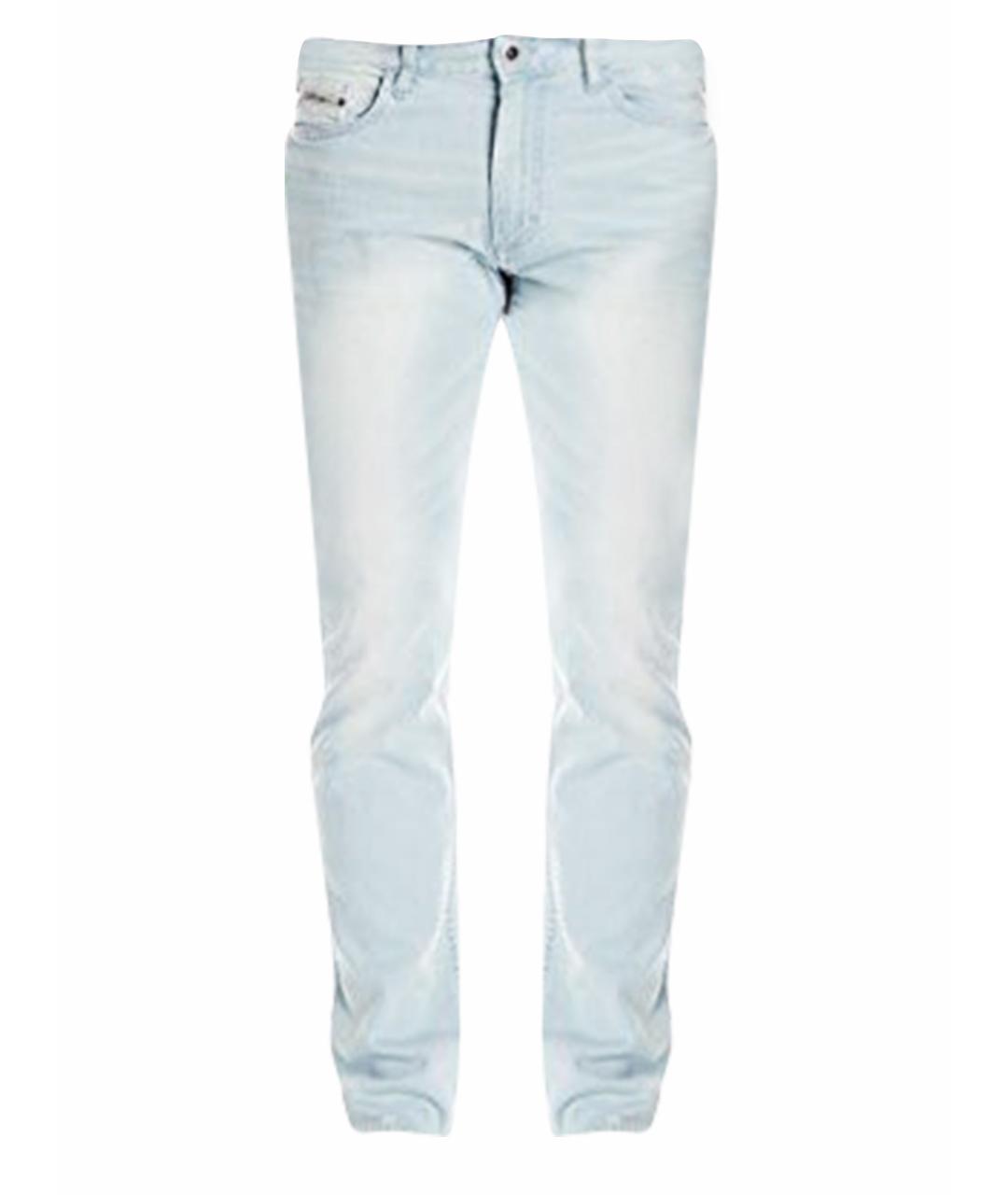 CALVIN KLEIN Голубые хлопко-эластановые джинсы слим, фото 1