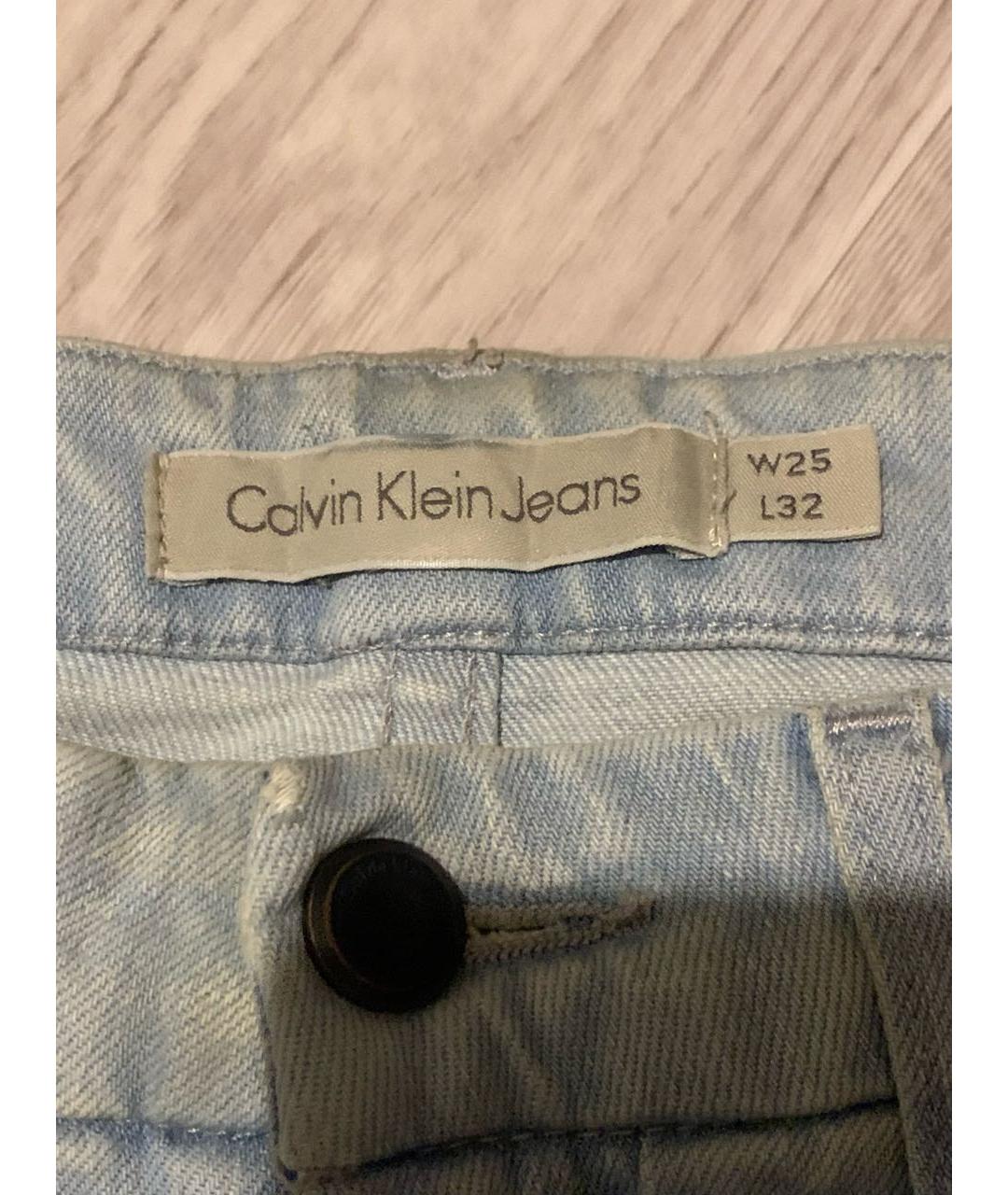 CALVIN KLEIN Голубые хлопко-эластановые джинсы слим, фото 3