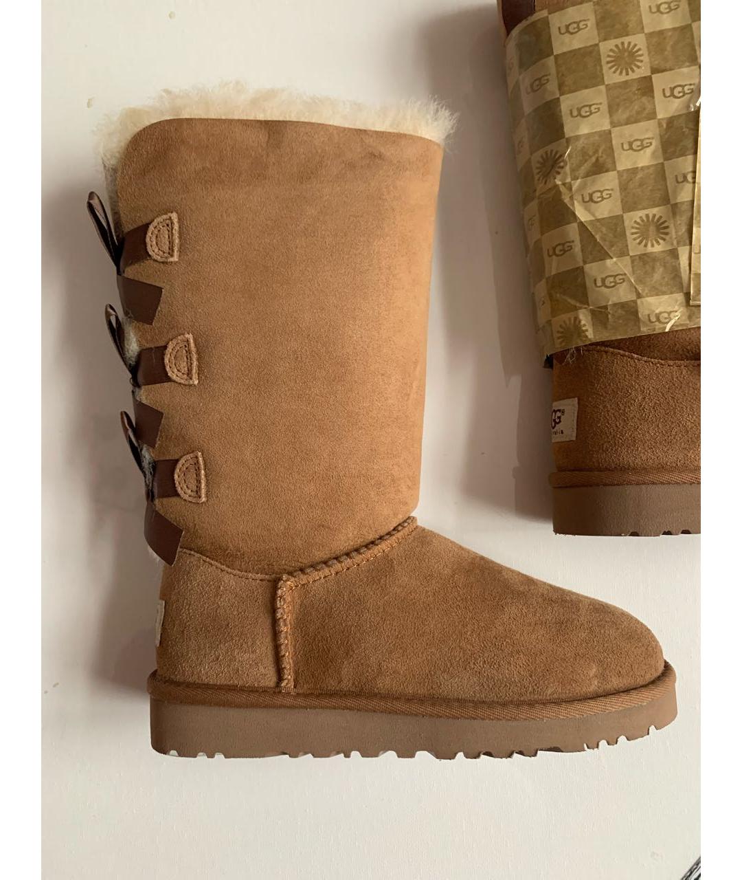 UGG AUSTRALIA Коричневые замшевые сапоги, фото 9