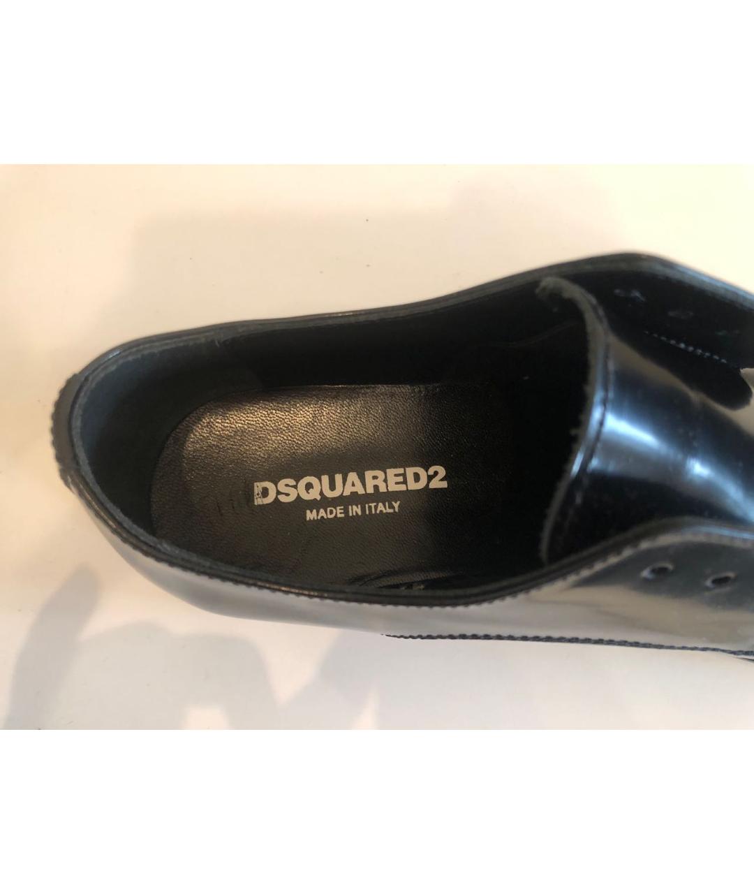 DSQUARED2 Черные кожаные низкие ботинки, фото 2