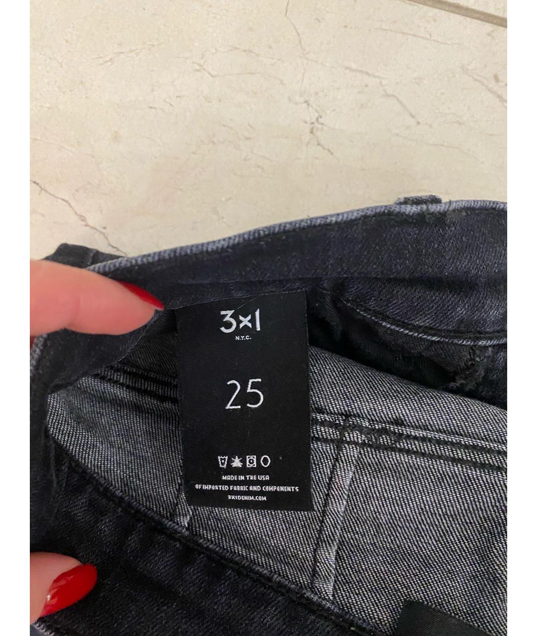 3X1 Антрацитовые хлопковые джинсы слим, фото 2