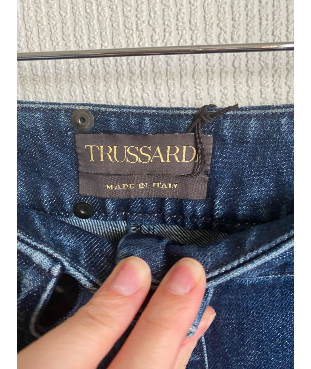 TRUSSARDI Темно-синие хлопковые прямые джинсы, фото 3