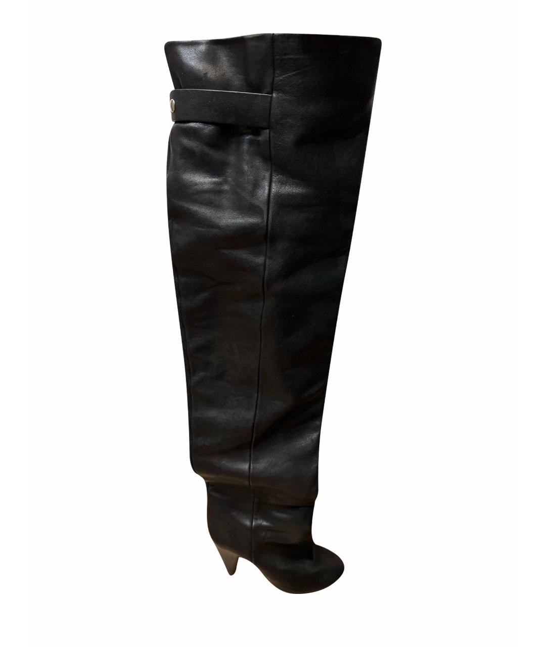 ISABEL MARANT Черные кожаные ботфорты, фото 1