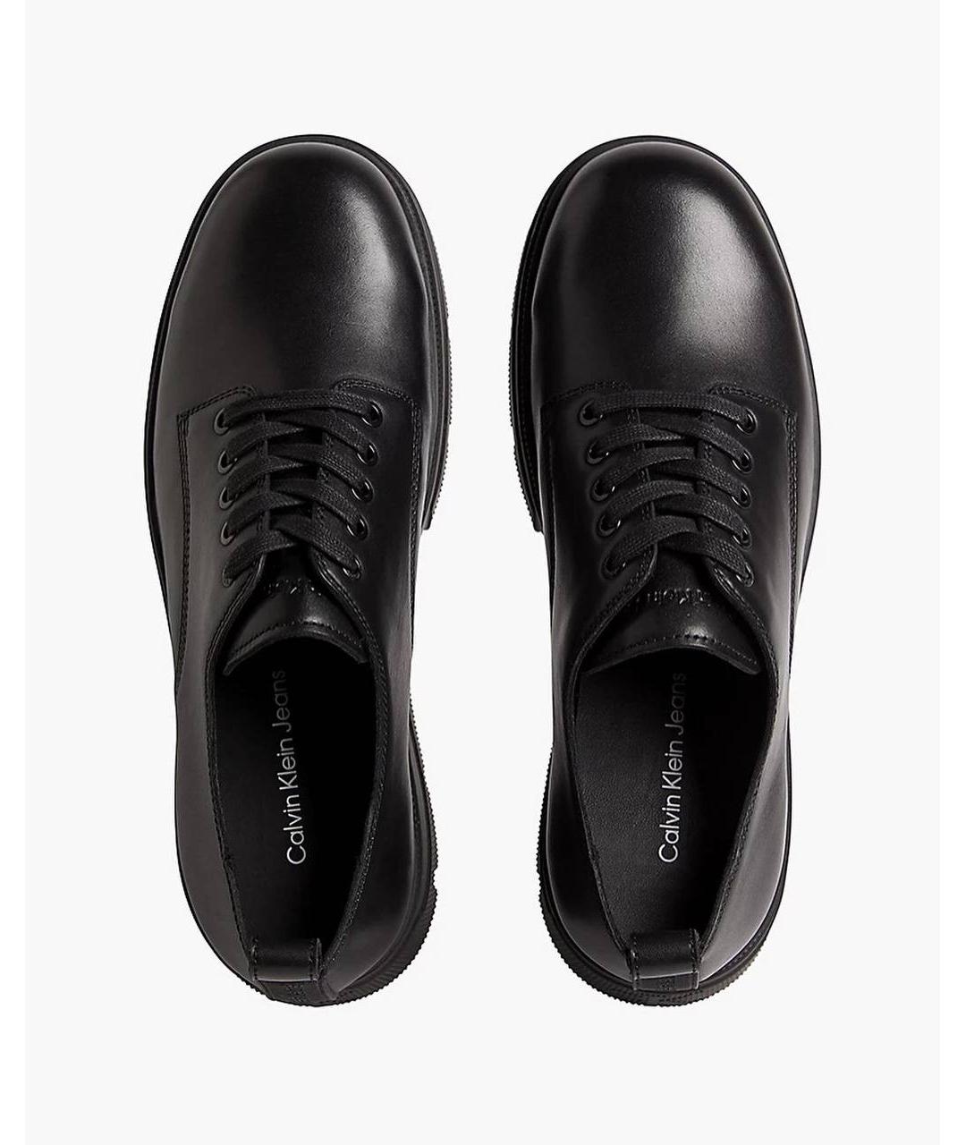CALVIN KLEIN Черные кожаные низкие ботинки, фото 3