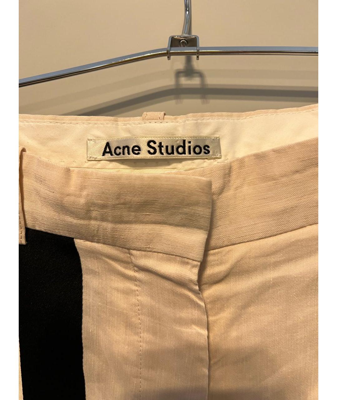 ACNE STUDIOS Бежевые льняные прямые брюки, фото 3