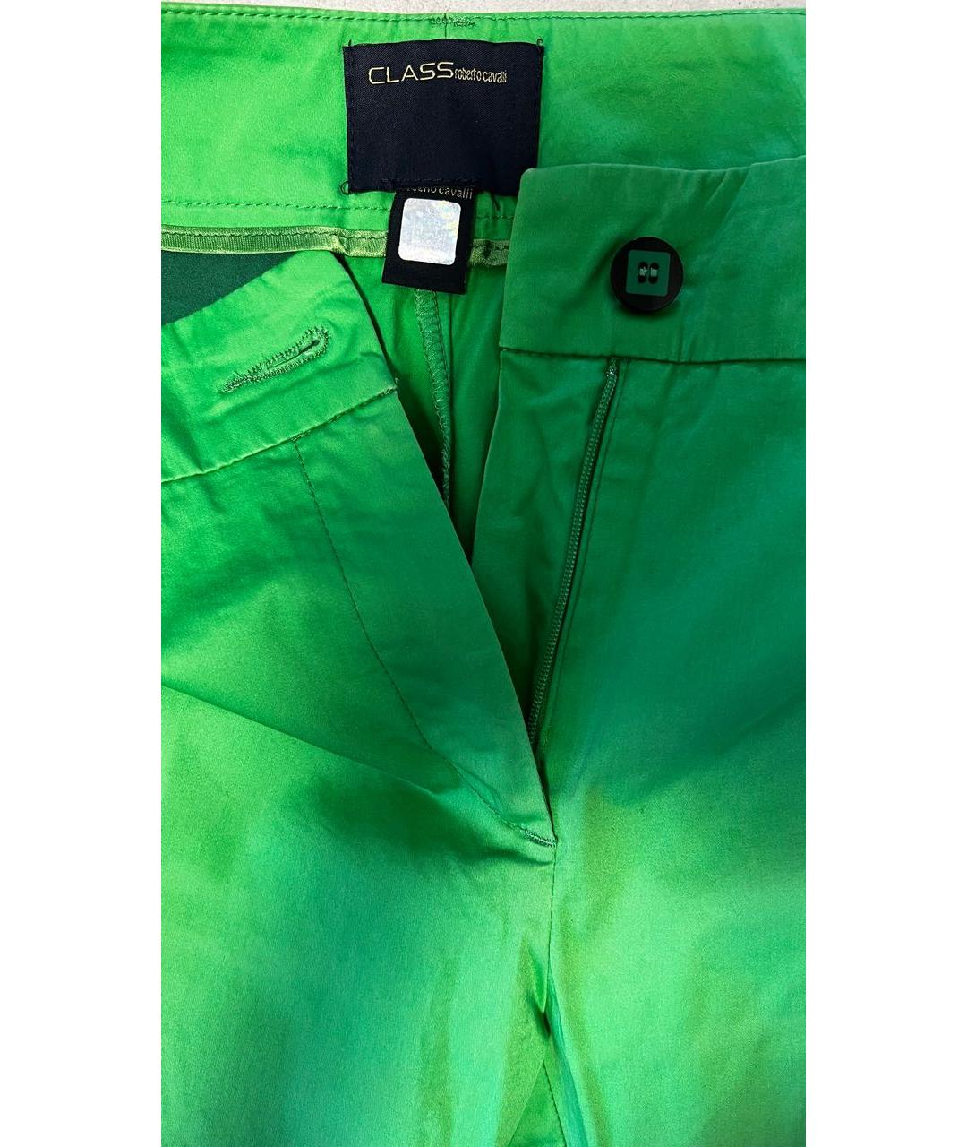 CAVALLI CLASS Зеленые хлопковые прямые брюки, фото 8