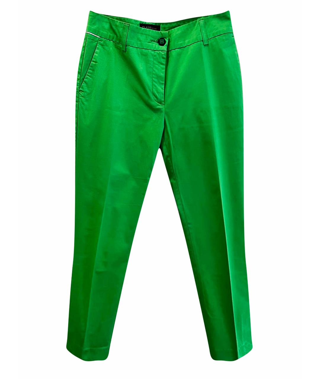 CAVALLI CLASS Зеленые хлопковые прямые брюки, фото 1