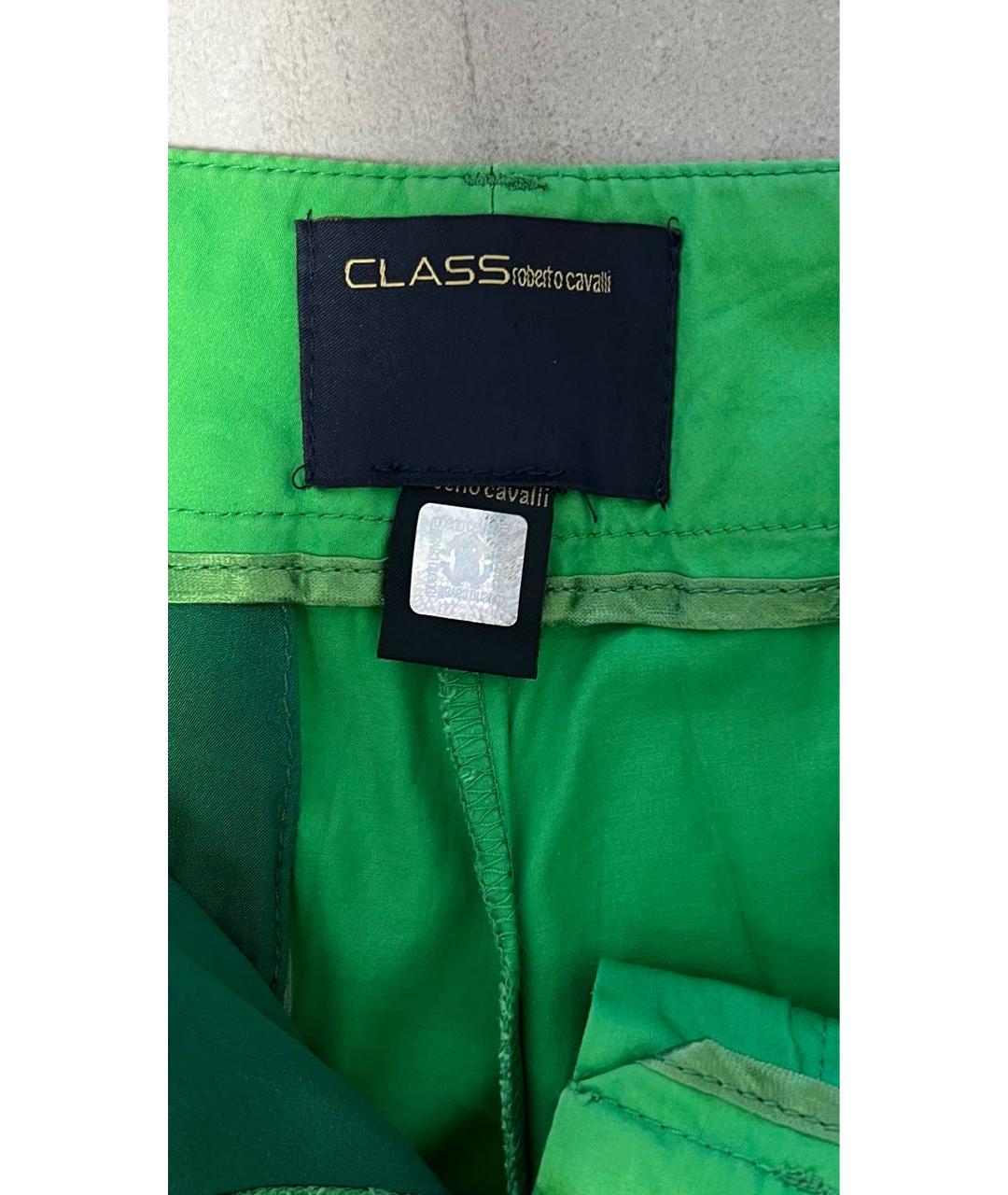 CAVALLI CLASS Зеленые хлопковые прямые брюки, фото 6