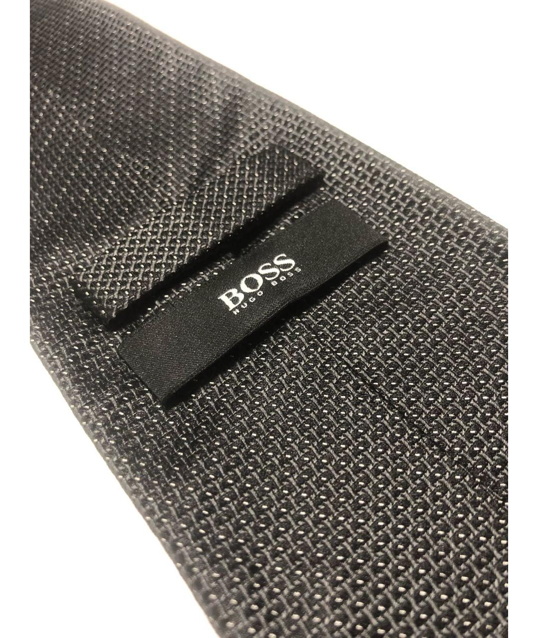 HUGO BOSS Черный шелковый галстук, фото 3