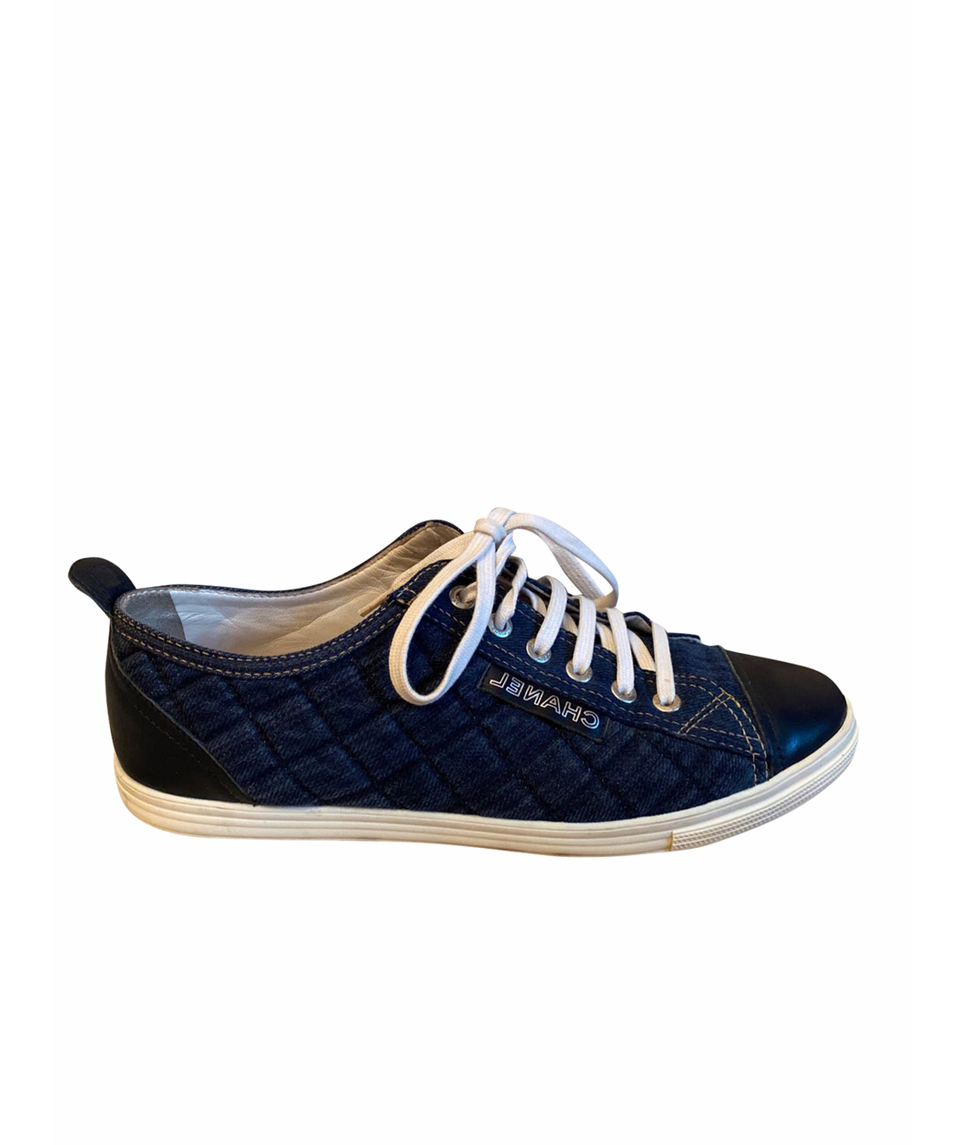 CHANEL PRE-OWNED Темно-синие текстильные кроссовки, фото 1