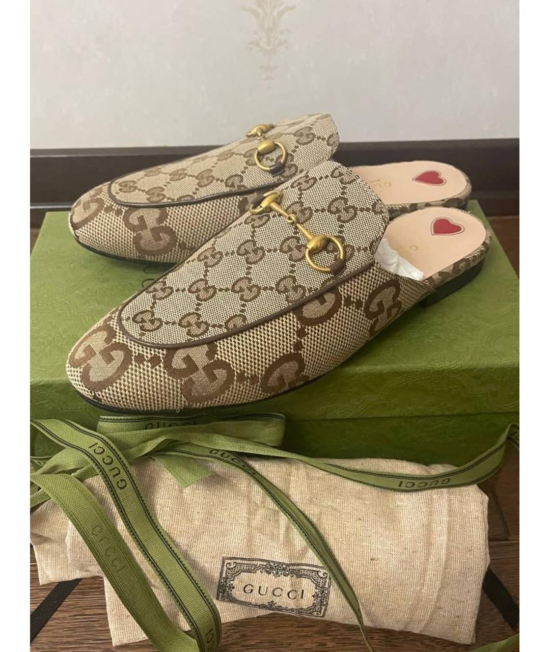 GUCCI Бежевые кожаные мюли, фото 7