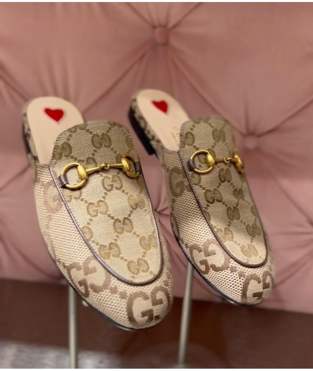 GUCCI Бежевые кожаные мюли, фото 2