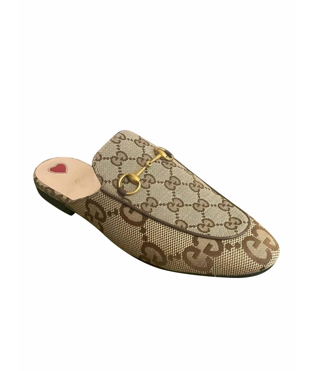 GUCCI Бежевые кожаные мюли, фото 1