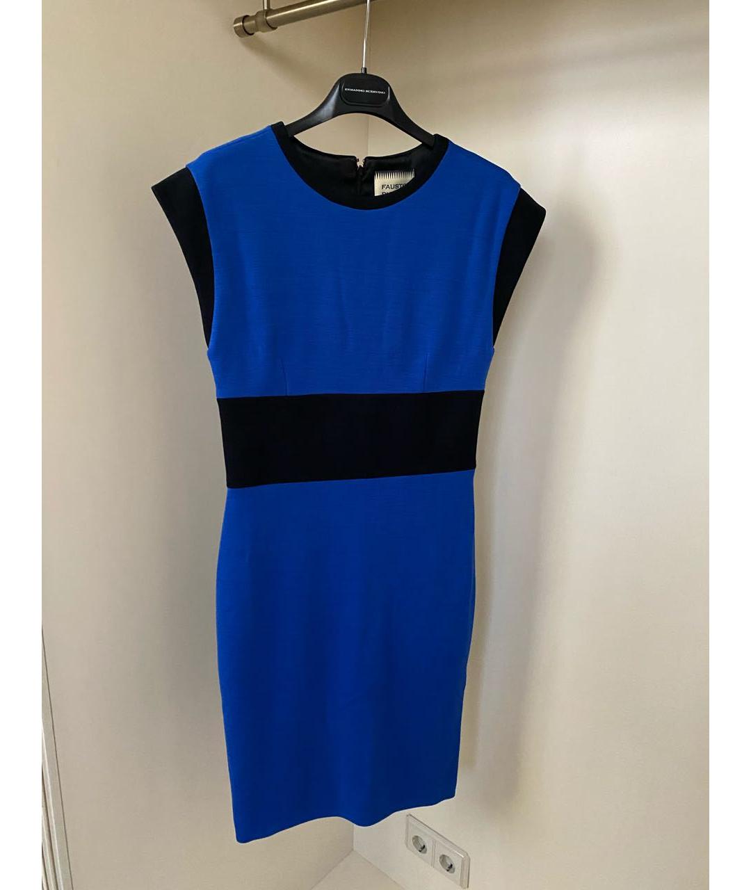 FAUSTO PUGLISI Синее шерстяное повседневное платье, фото 5