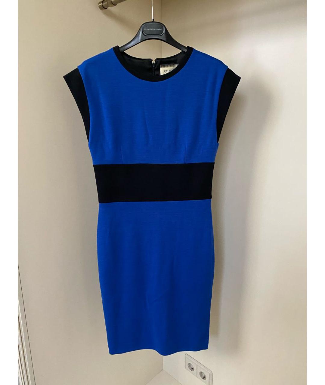 FAUSTO PUGLISI Синее шерстяное повседневное платье, фото 9