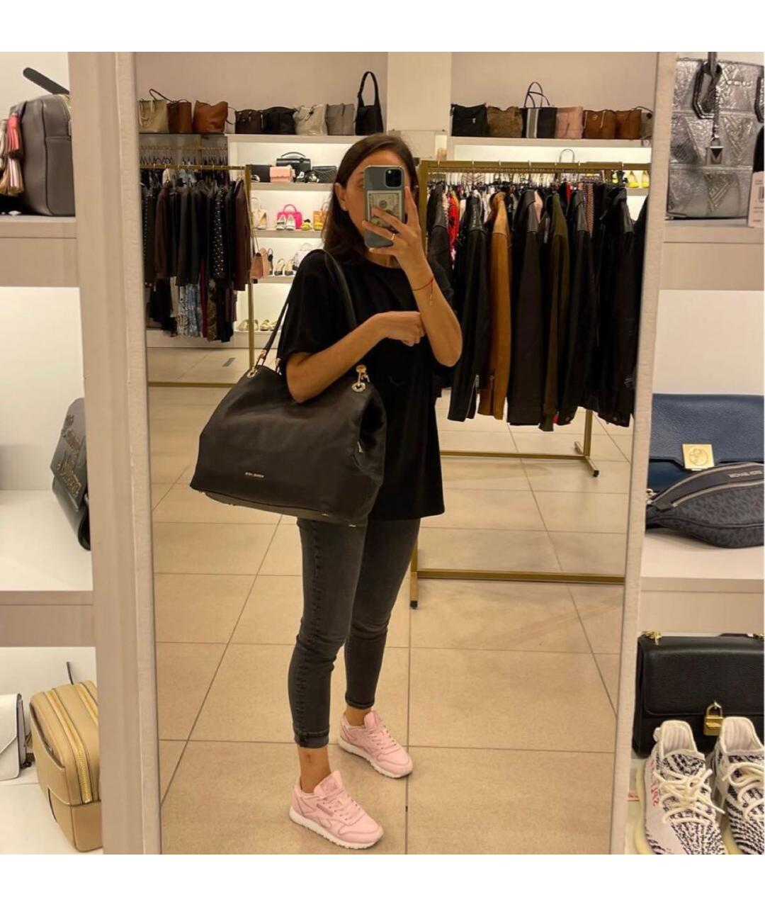 MICHAEL KORS Черная кожаная сумка тоут, фото 6
