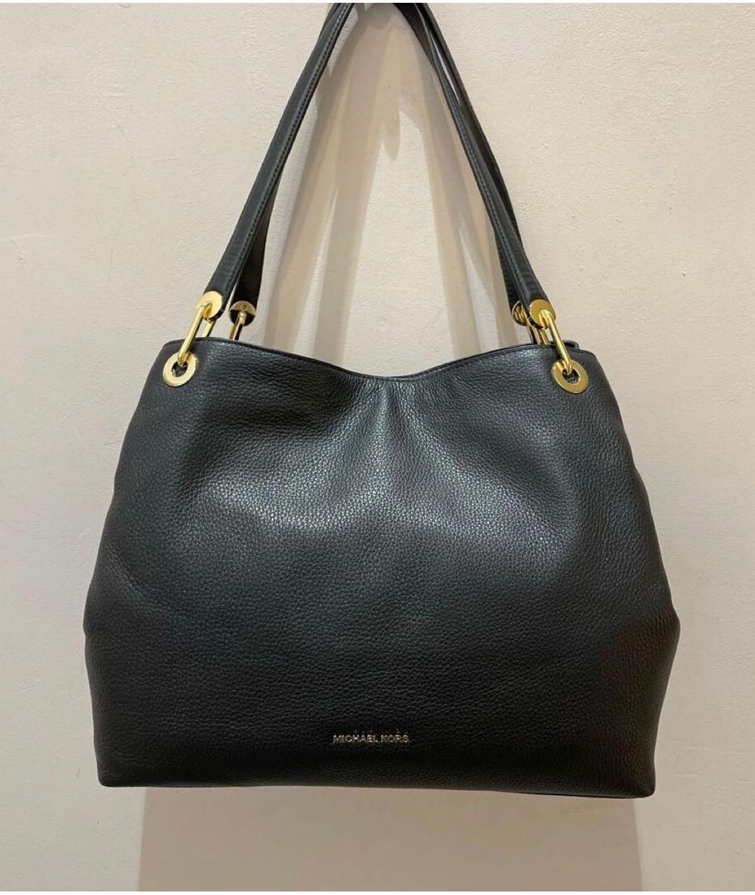 MICHAEL KORS Черная кожаная сумка тоут, фото 3
