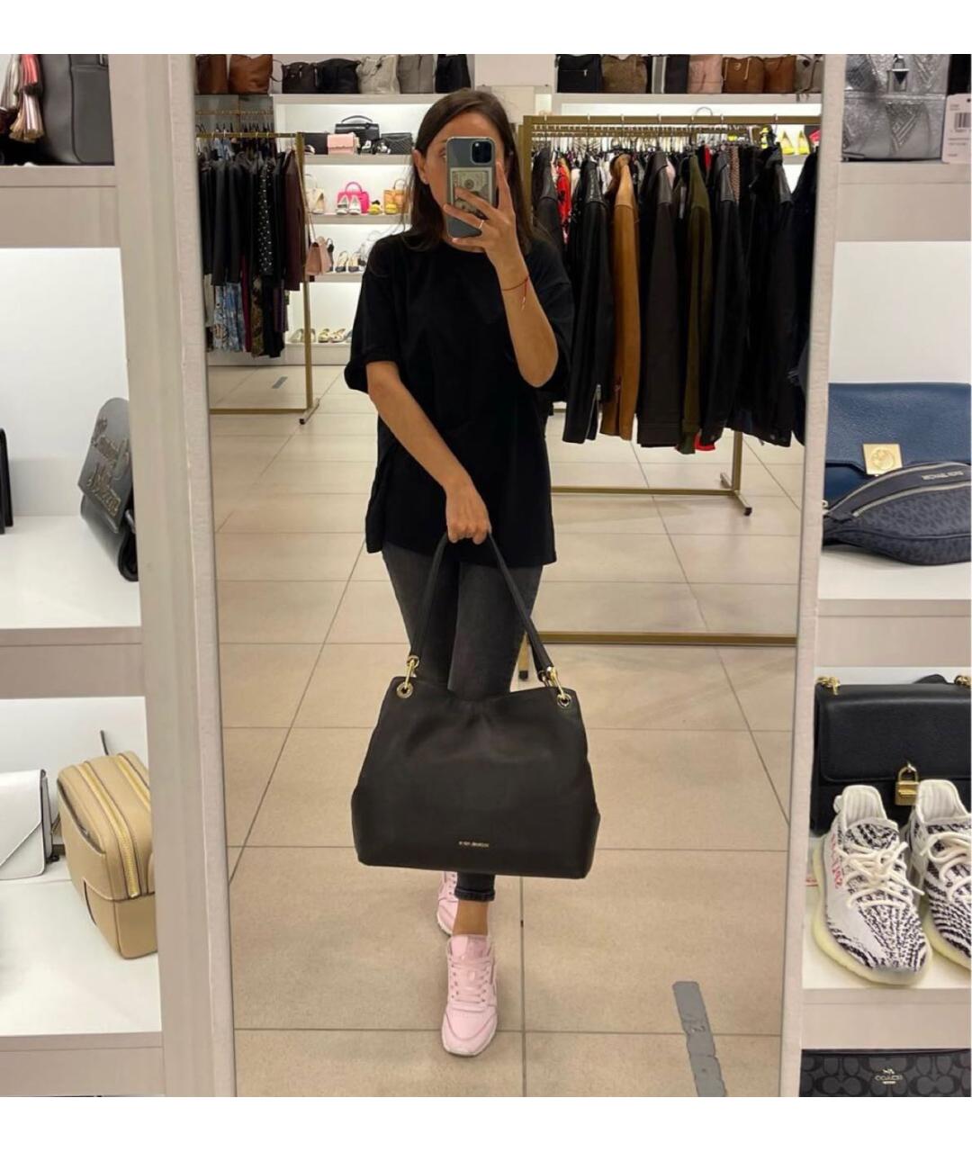 MICHAEL KORS Черная кожаная сумка тоут, фото 5