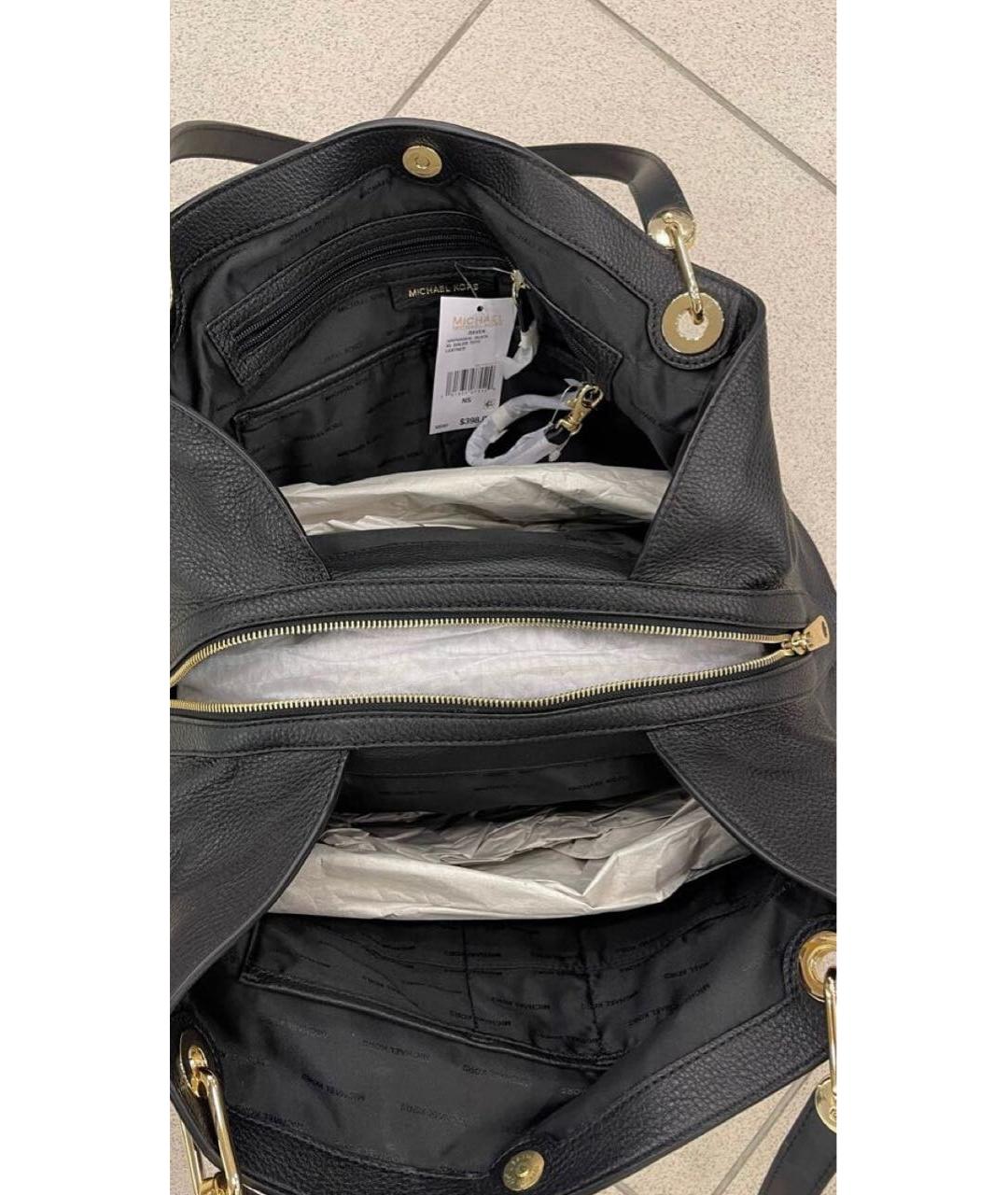 MICHAEL KORS Черная кожаная сумка тоут, фото 4