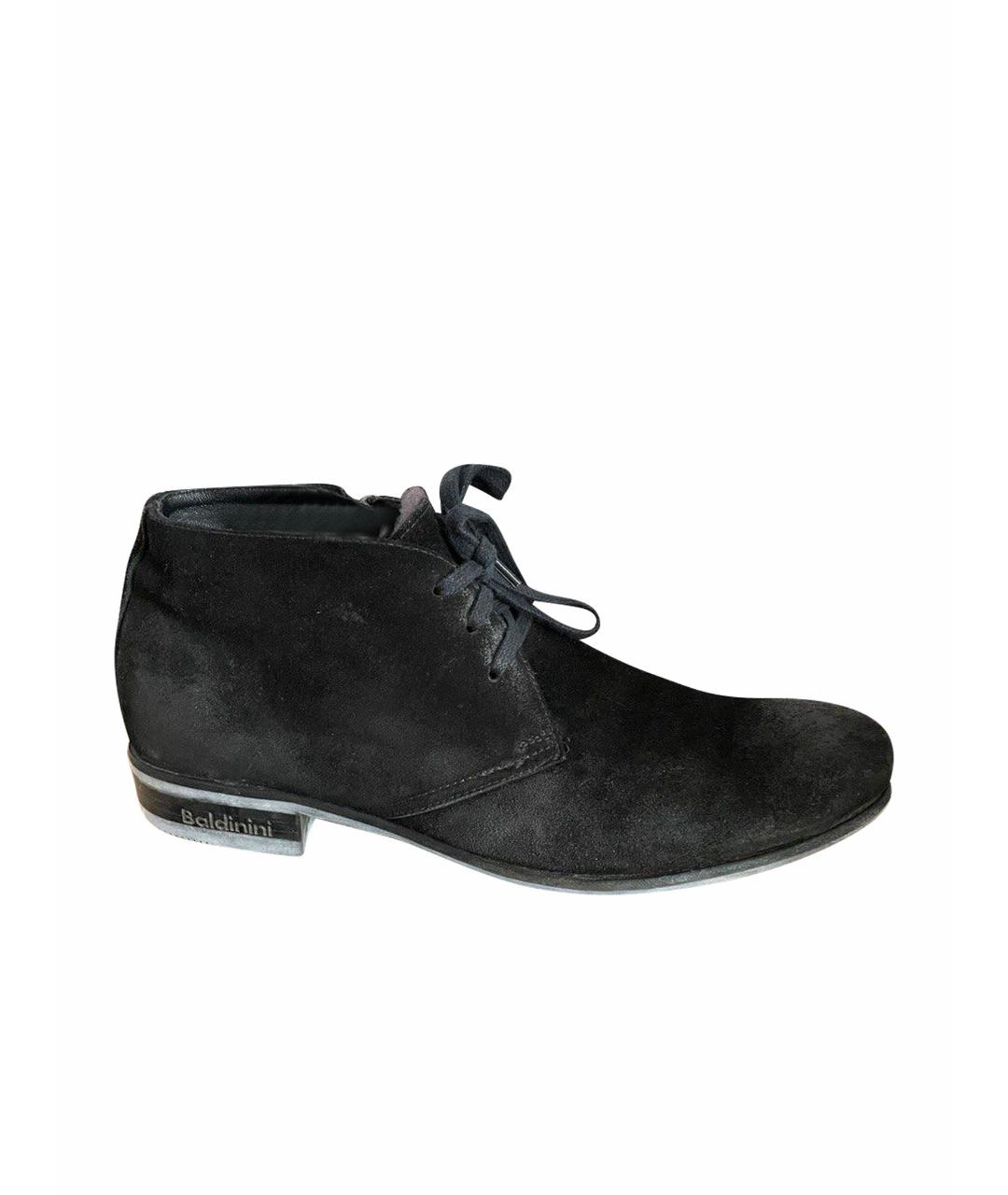BALDININI Черные замшевые низкие ботинки, фото 1